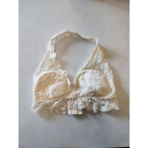 American Eagle Outfitters Aerie Bralette Cream Lace Size M Halter